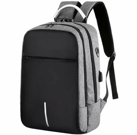 Genti voiaj - Rucsac de Călătorie Cracos, Gri – Antifurt, Port USB, Compartiment Laptop