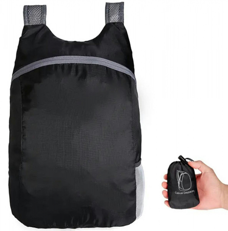 Rucsac de cumparaturi foarte usor, Cracos, capacitate 20 litri, pliabil cu husa inclusa, negru [1]
