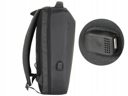 Rucsac laptop antifurt Cracos 44x32x12 hard shell fata port USB compartimente multiple [5]