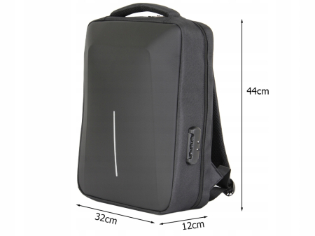 Rucsac laptop antifurt Cracos 44x32x12 hard shell fata port USB compartimente multiple [3]