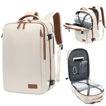 Rucsac Laptop Cracos Bej 40x30x20 cm cu USB și Compartiment Laptop [1]