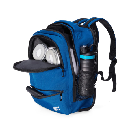 Rucsac hibrid, cu roti și mâner ajutător, 40x30x20 cm, bagaj de mana gratuit pentru Ryanair, Wizzair, Hisky, Animawings sau DanAir, albastru [2]