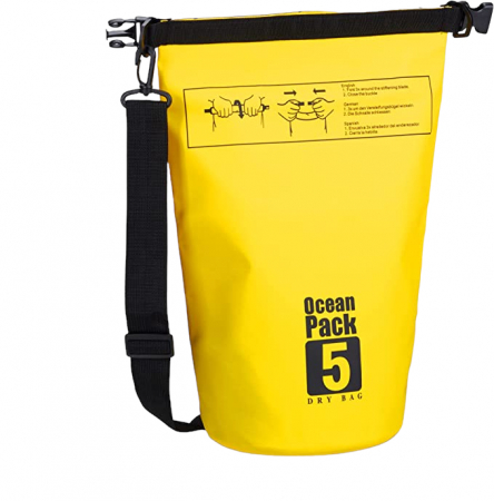 Rucsac impermeabil de tip drybag, Tecos, capacitate 5 L, galben, pentru activități de exterior [1]