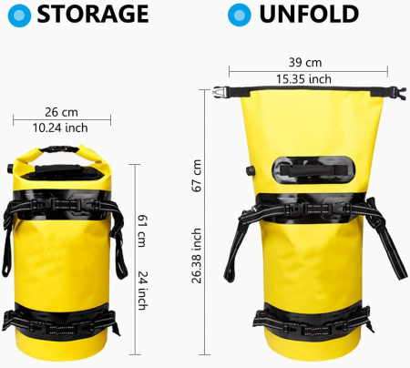 Rucsac impermeabil de tip drybag, Tecos, capacitate 5 L, galben, pentru activități de exterior [6]
