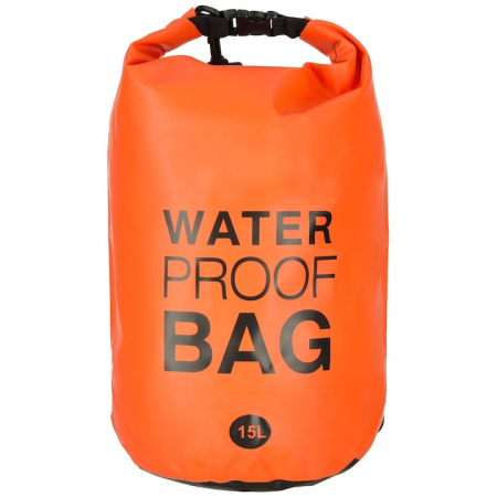 Rucsacuri impermeabile pentru drumetie - Rucsac impermeabil de tip drybag, Tecos, capacitate 15 L, portocaliu, pentru activitati de exterior