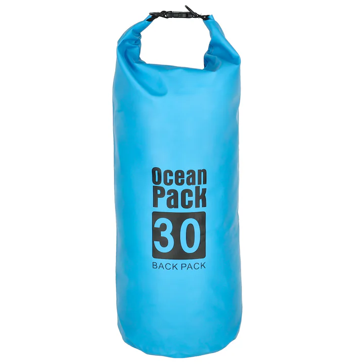 Rucsacuri - Rucsac impermeabil de tip drybag, Tecos, capacitate 30 L, albastru, pentru activitati de exterior