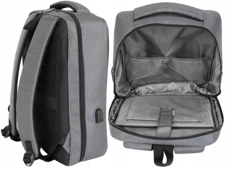 Rucsac laptop antifurt Cracos 44x32x12 hard shell fata port USB compartimente multiple [1]