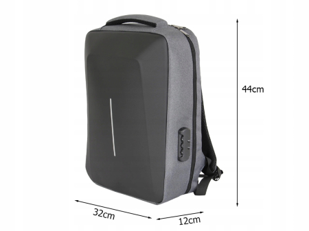 Rucsac laptop antifurt Cracos 44x32x12 hard shell fata port USB compartimente multiple [3]