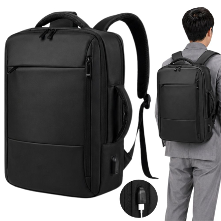 Accesorii calatorie - Rucsac laptop CRACOS cu port USB și multiple compartimente 47x33x13 cm