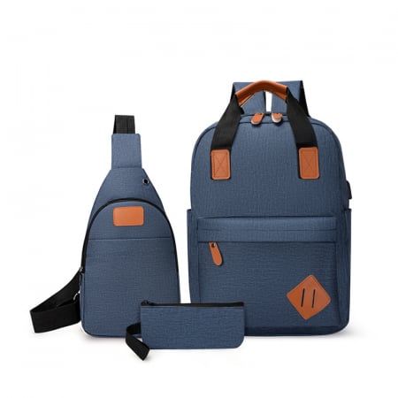 Rucsacuri - Rucsac multifunctional Cracos®, 15", 3 piese, rucsac, borseta de umar, plic, 30x12x42 centimetri, ideal pentru activitati cotidiene