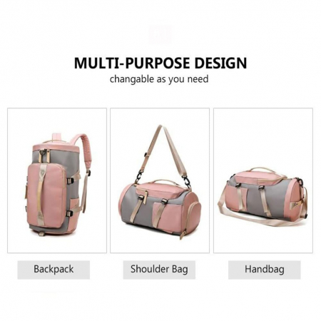 Rucsac multifunctional, Cracos, dimensiuni 45x25x26 centimetri, compartiment pentru incaltaminte si accesorii umede, capacitate 35L, roz [10]