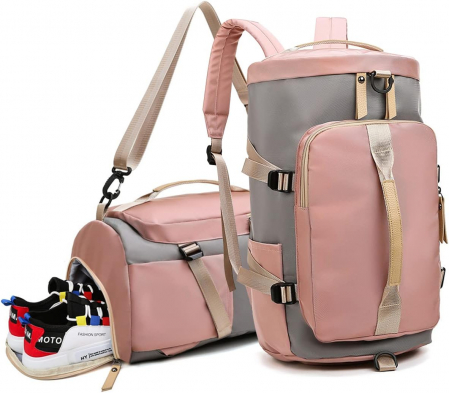 Rucsac multifunctional, Cracos, dimensiuni 45x25x26 centimetri, compartiment pentru incaltaminte si accesorii umede, capacitate 35L, roz [2]