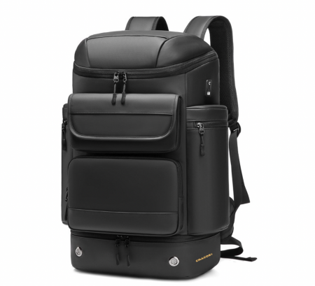 Rucsacuri impermeabile pentru drumetie - Rucsac Multifuncțional Premium Cracos, 30L, Negru – Port USB, Compartimente Laptop & Încălțăminte