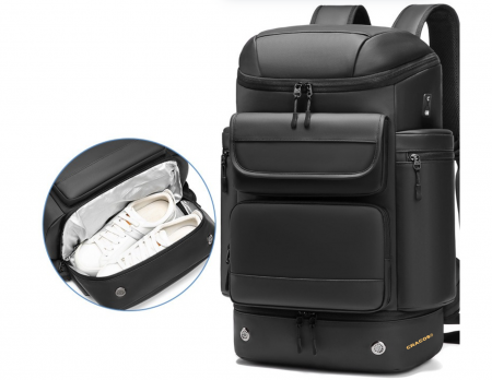 Rucsac Multifuncțional Premium Cracos, 30L, Negru – Port USB, Compartimente Laptop & Încălțăminte [5]