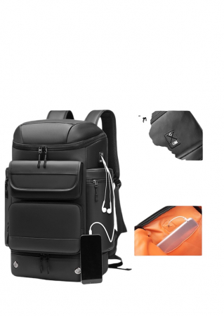 Rucsac Multifuncțional Premium Cracos, 30L, Negru – Port USB, Compartimente Laptop & Încălțăminte [3]