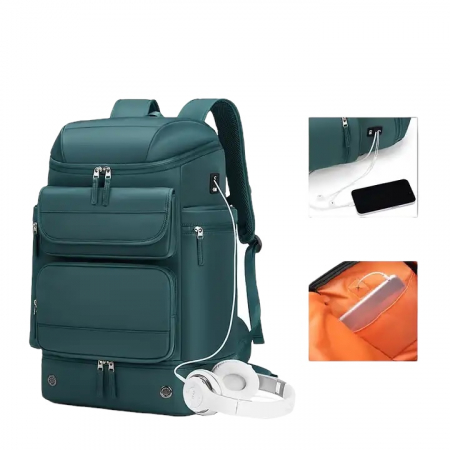 Rucsac Multifuncțional Premium Cracos, 30L, Verde – Port USB, Compartimente Laptop & Încălțăminte [1]