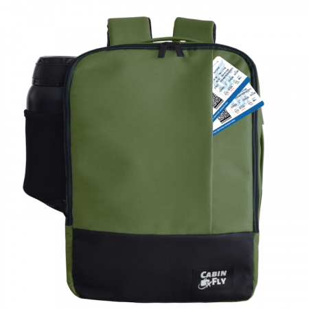 Rucsac pentru calatorii, CabinFly Bellanca 40x30x15 cm, verde, ideal bagaj de mana pentru LOT, Finnair, SAS sau Turkish Airlines [1]