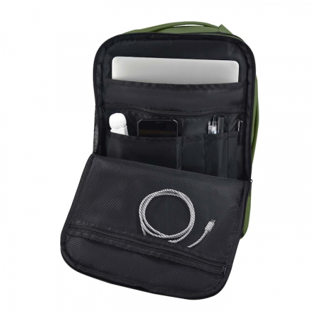 Rucsac pentru calatorii, CabinFly Bellanca 40x30x15 cm, verde, ideal bagaj de mana pentru LOT, Finnair, SAS sau Turkish Airlines [3]