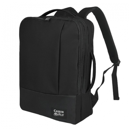 Bagaje de cabina CabinFly - Rucsac pentru calatorii CabinFly Bellanca, poliester, negru, 40x30x10cm, extensibil pana la 40x30x15 cm, ideal ca bagaj de mana Lufthansa sau AirFrance