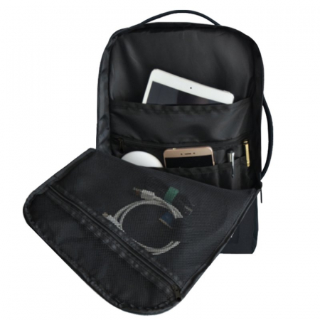 Rucsac pentru calatorii CabinFly Bellanca, poliester, negru, 40x30x10cm, extensibil pana la 40x30x15 cm, ideal ca bagaj de mana Lufthansa sau AirFrance [2]