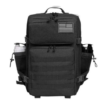 Accesorii calatorie - Rucsac tactic militar Cracos 45L negru 55x30x26 cm cu sistem MOLLE si compartimente multiple