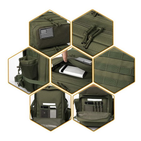 Rucsac tactic militar Cracos 45L verde 55x30x26 cm cu sistem MOLLE si compartimente multiple [5]