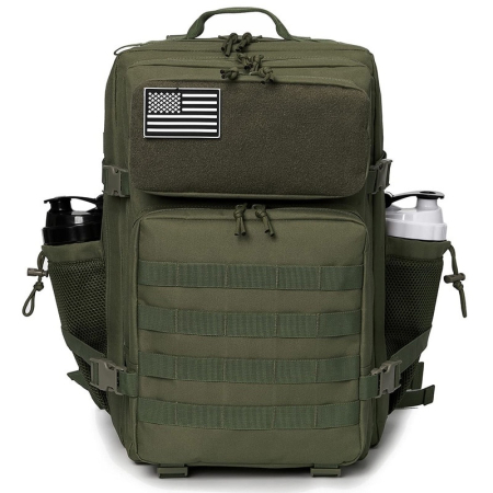 Accesorii calatorie - Rucsac tactic militar Cracos 45L verde 55x30x26 cm cu sistem MOLLE si compartimente multiple