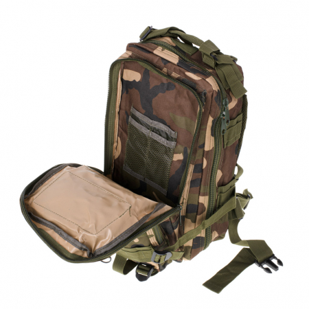 Rucsac tactic militar, Cracos®, dimensiuni 45x22.5x21.5cm, verde camuflaj, ideal pentru drumetii, activitati in natura sau expeditii [7]
