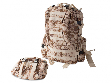 Rucsac tactic militar, Cracos®, dimensiuni 50x55x20cm, 45L, bej, ideal pentru drumetii, activitati in natura sau expeditii [8]