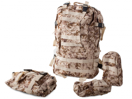 Rucsac tactic militar, Cracos®, dimensiuni 50x55x20cm, 45L, bej, ideal pentru drumetii, activitati in natura sau expeditii [2]