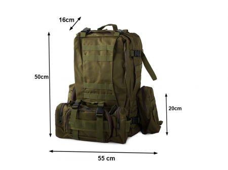 Rucsac tactic militar, Cracos®, dimensiuni 50x55x20cm, 45L, verde, ideal pentru drumetii, activitati in natura sau expeditii [7]