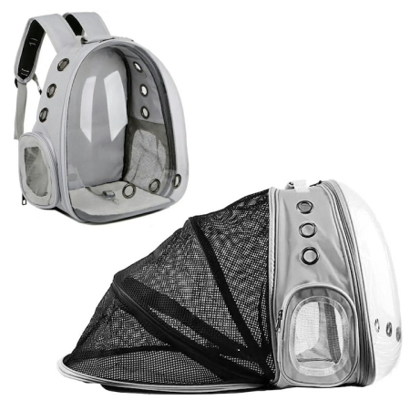 Pet Shop - Rucsac transport pisici și animale mici până la 7 kg – gri, cu partea extensibilă