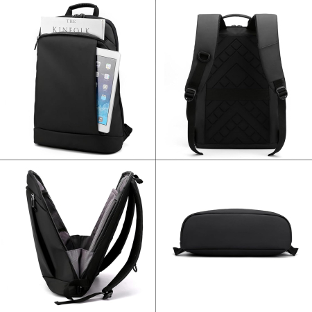 Rucsac Ultraslim Laptop Cracos Negru 40x29x10 cm 24L Rezistent la Apă [5]