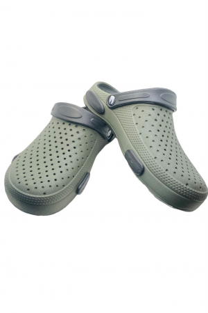 Papuci plaja - Saboti de gradina pentru barbati, din material EVA, verde inchis, marime 40, cu gauri pentru circulatia aerului, foarte usori, 26 centimetri