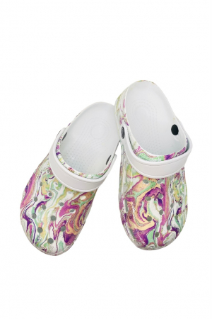 Saboti de gradina pentru dama din material EVA, Tecos, camuflaj alb, marime 36, cu gauri pentru circulatia aerului, foarte usori, 24 centimetri [0]