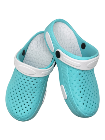 Papuci plaja - Saboti dama EVA turcoaz Tecos comozi si usori cu ventilatie pentru gradina si uz zilnic