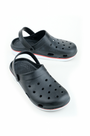 Saboti de gradina sau medicali pentru bărbați, Tecos, din material EVA, negri, marime 41, cu gauri pentru circulatia aerului, foarte usori, 26.5 centimetri [0]