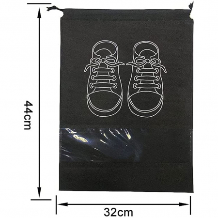 Săculeț pentru depozitarea sau transportul încălțămintei, Tecos, negru, dimensiuni 44x32 centimetri, impermeabil, rezistent la praf, 1 bucata [6]