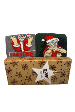 Set 2 Perechi Sosete Multicolore cu Model de Craciun, marime 41-44, 2 modele [3]