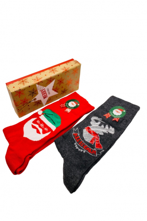 Set 2 Perechi Sosete cu Model de Craciun, gri și roșu, marime 41-44, 2 perechi [0]