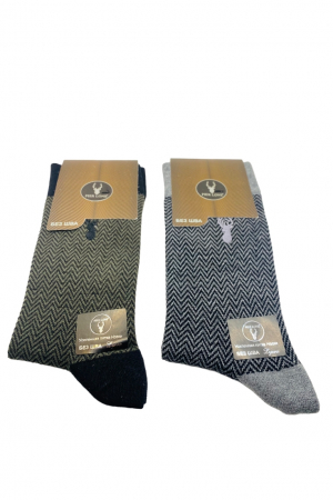 Set 2 șosete din bumbac pentru bărbați, verde și gri, mărimi 41-44, ambalaj cutie kraft [3]