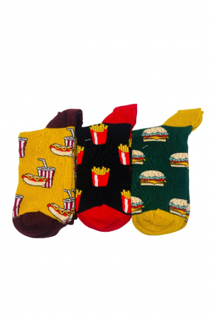 Sosete - Set 3 perechi sosete cu model pentru dama, negru, verde si galben, marimea 35-40