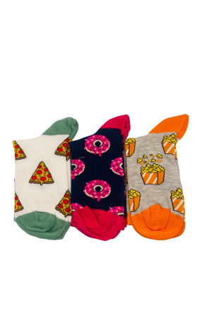 Sosete - Set 3 perechi sosete cu model pentru dama, gri, alb si albastru, marimea 35-40