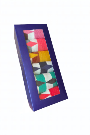 Sosete - Set 6 perechi sosete din bumbac pentru barbati, multicolore cu imprimeu romburi, marimi 41-44
