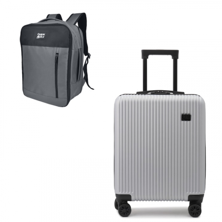 Trollere - Set CabinFly Ryanair Priority – Troller și Rucsac Gri 55x40x20 cm