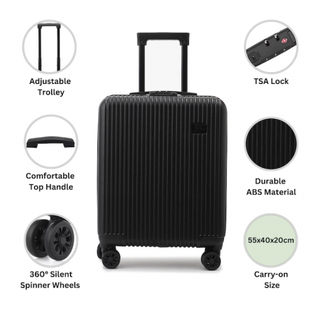Set Călătorie CabinFly pentru Ryanair Priority – Troler & Rucsac Negru [1]