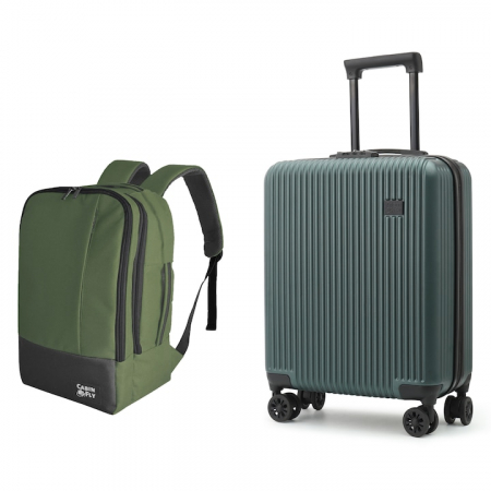 Bagaje de cabina CabinFly - Set Călătorie CabinFly pentru Ryanair Priority – Troler & Rucsac Verde