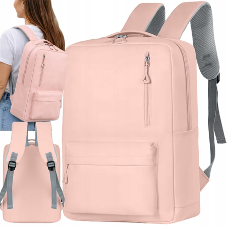 Set călătorie Cracos roz cu rucsac laptop USB și trusă cosmetică 9 piese [9]