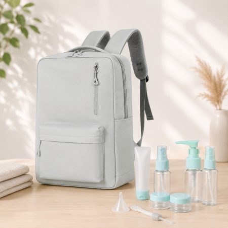 Rucsacuri - Set călătorie Cracos albastru cu rucsac laptop USB și trusă cosmetică 9 piese