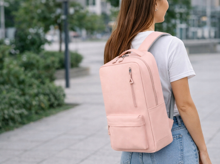 Set călătorie Cracos roz cu rucsac laptop USB și trusă cosmetică 9 piese [8]